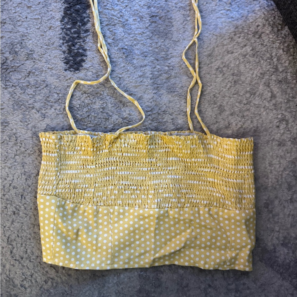 Zara Yellow and White Smocked Top